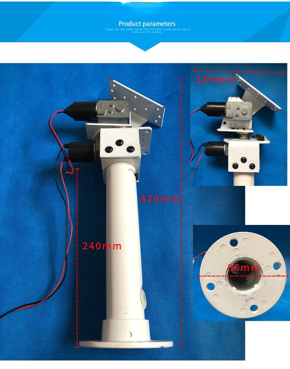 DC Dual-Axis Pan-Tilt Head Solar Tracking Surveillance All-Metal X-Axis Y-Axis