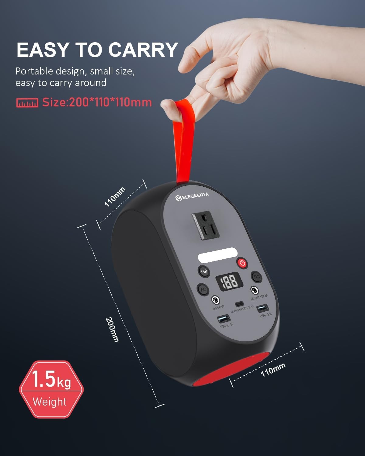 99Wh Portable Power Station – 120W Peak, LiFePO4 Battery Backup, AC/DC/USB-C Out