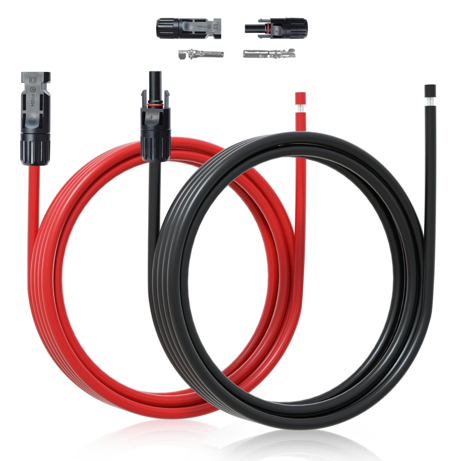 10FT 10AWG Solar Extension Cable 30A/1000V DC, Waterproof IP67, Quick Connectors