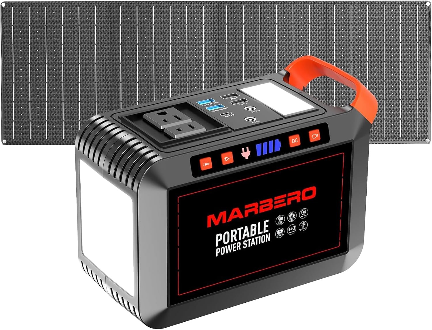 MARBERO 148Wh Solar Generator with Solar Panel 200W Set