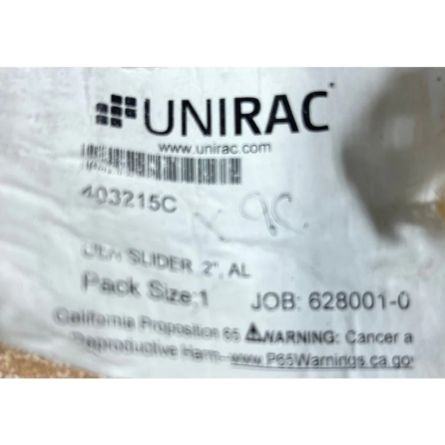 2 New UNIRAC 2″ Aluminum U-LA Slider Fits W/ Solar Mounting Rails 403215C
