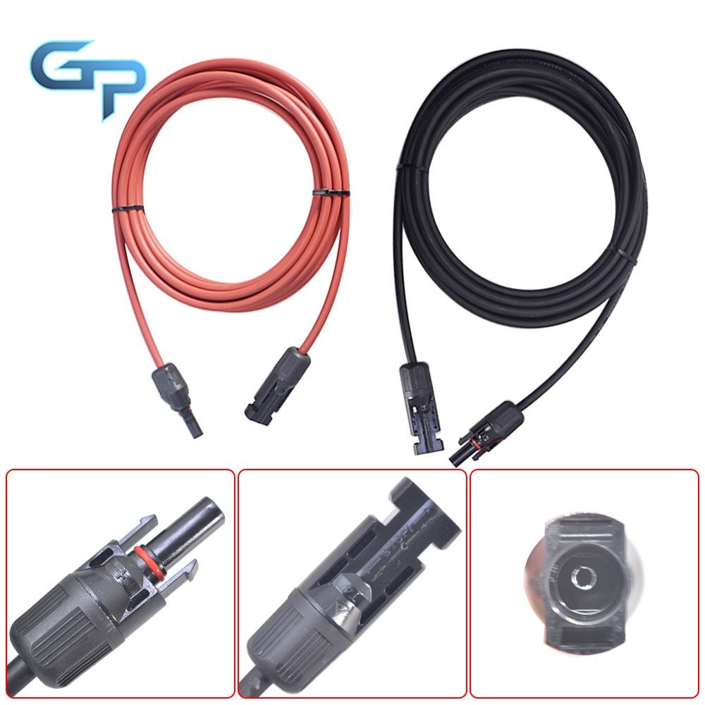 New Solar Panel Extension Cable Wire Connector 12AWG 1 Pair 10ft Black and Red