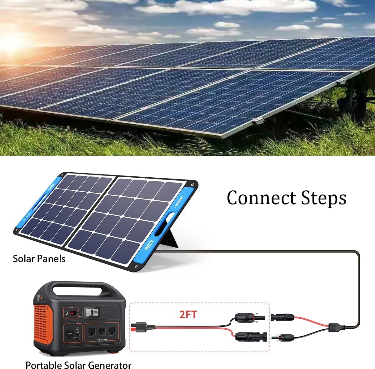 10AWG Solar Panel Cable Connector to Female Adapter for RV/Van Camping 60cm