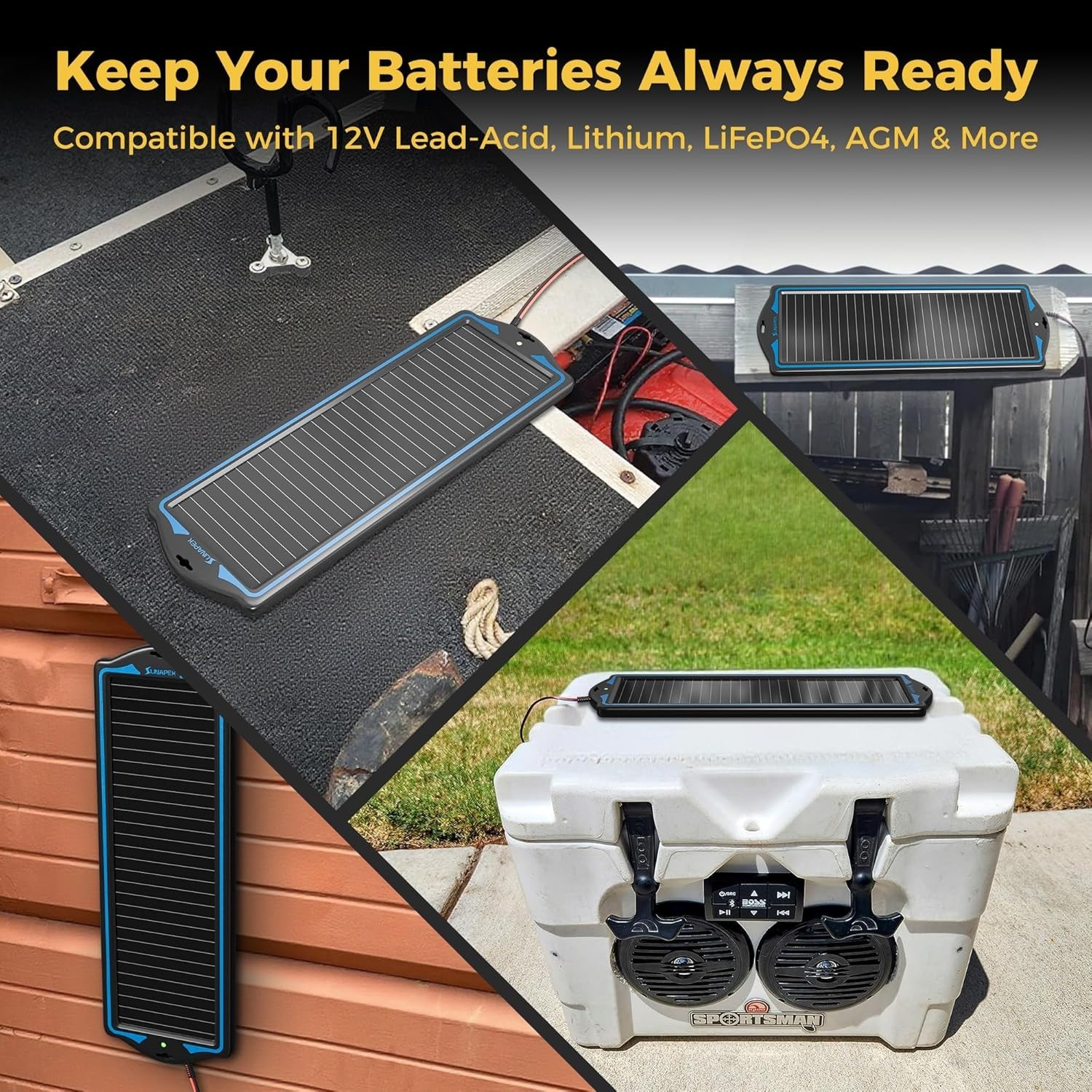 12 Volt Battery Charger Solar Powered Panel for Car Dump Trailer Boat Marine 12v
