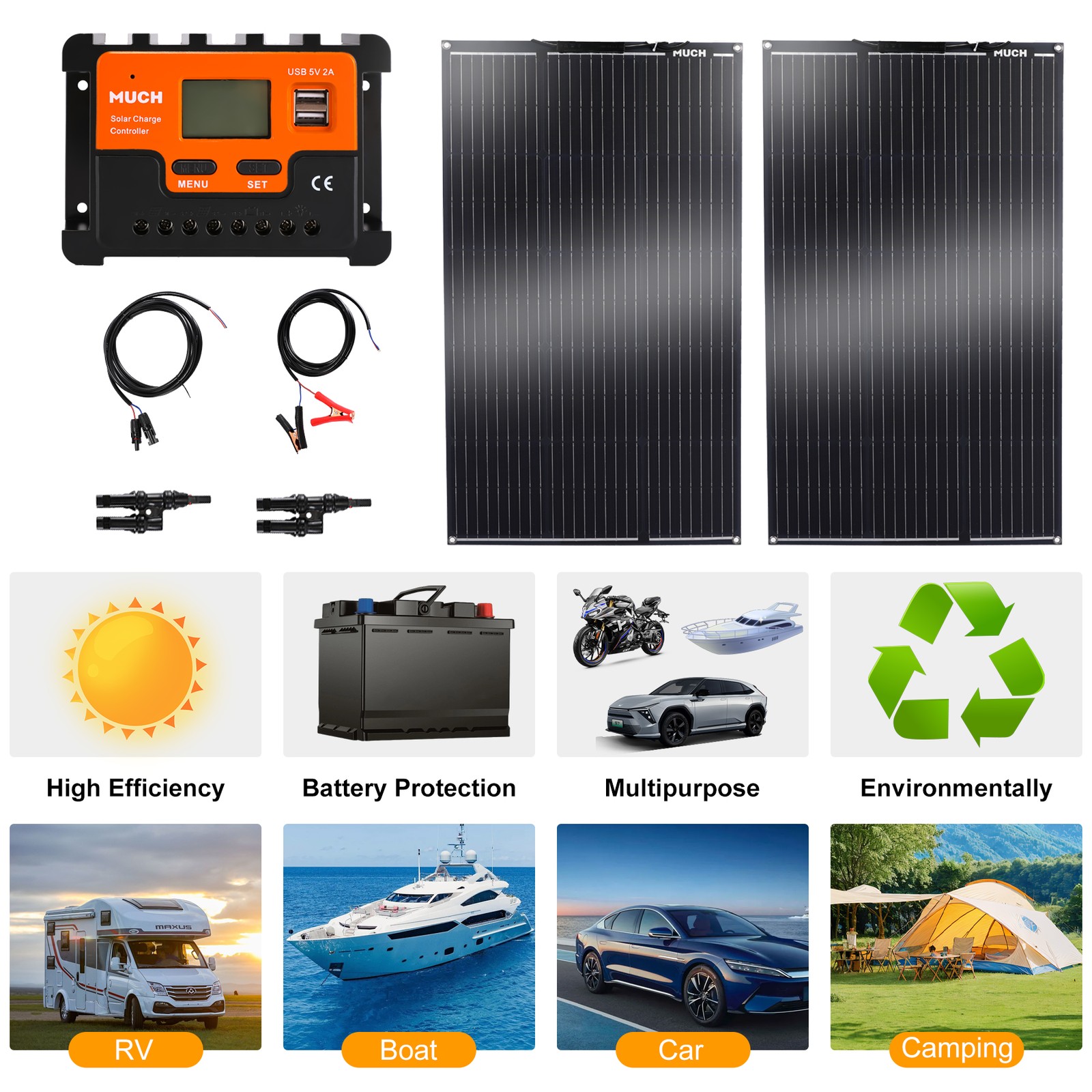 New 400W Solar Panel Monocrystalline Kit Off Grid RV Home Outdoor Camping New