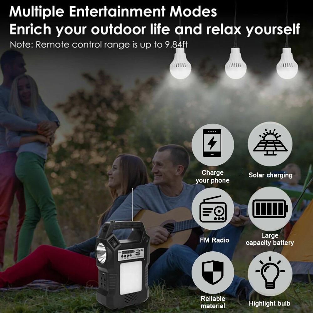 Portable rechargeable solar power generation radio system with lighting US K7