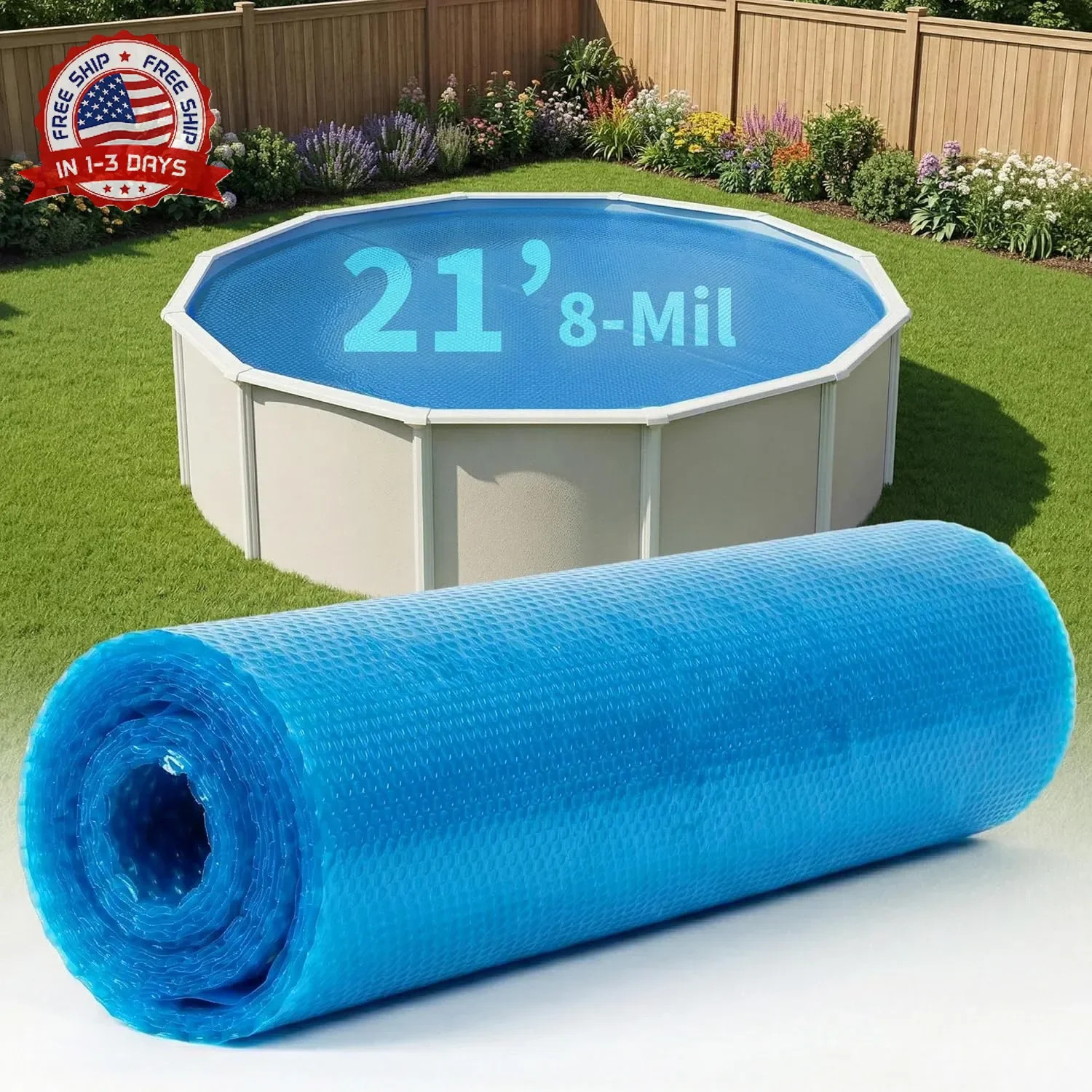 Blue Wave 21-ft Round Solar Pool Cover 8-Mil Blue – Solar Cover for Above Ground