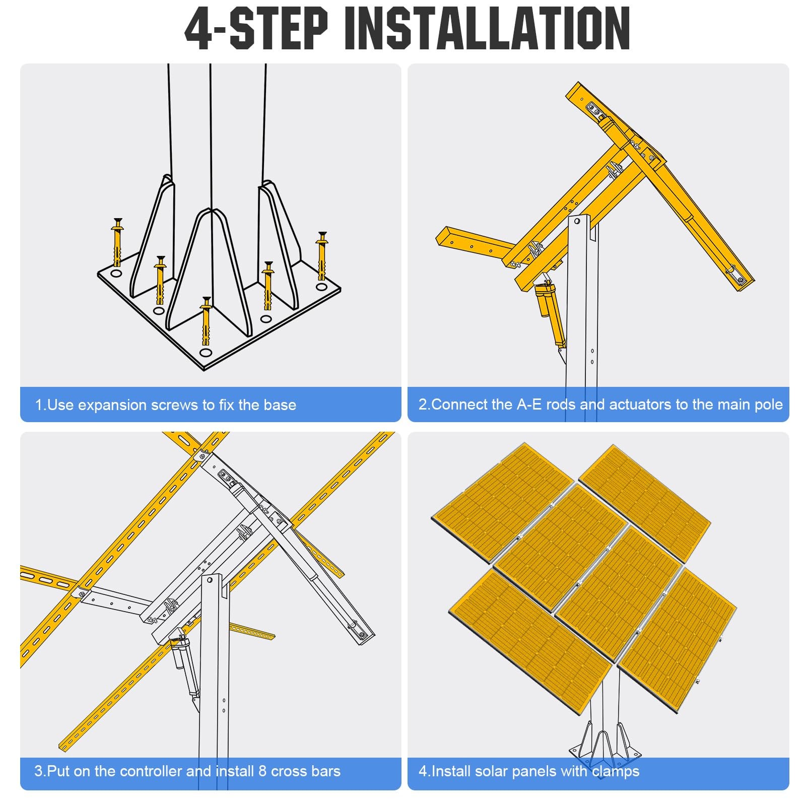 ECOWORTHY Solar Panel Dual Axis Tracking System Increase 40% Power with Track…