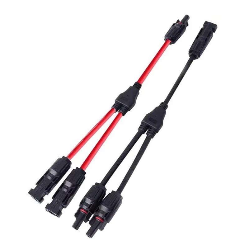 Solar Y Branch Connector Cable Pair Parallel Adapter M/F MC4 Red Black