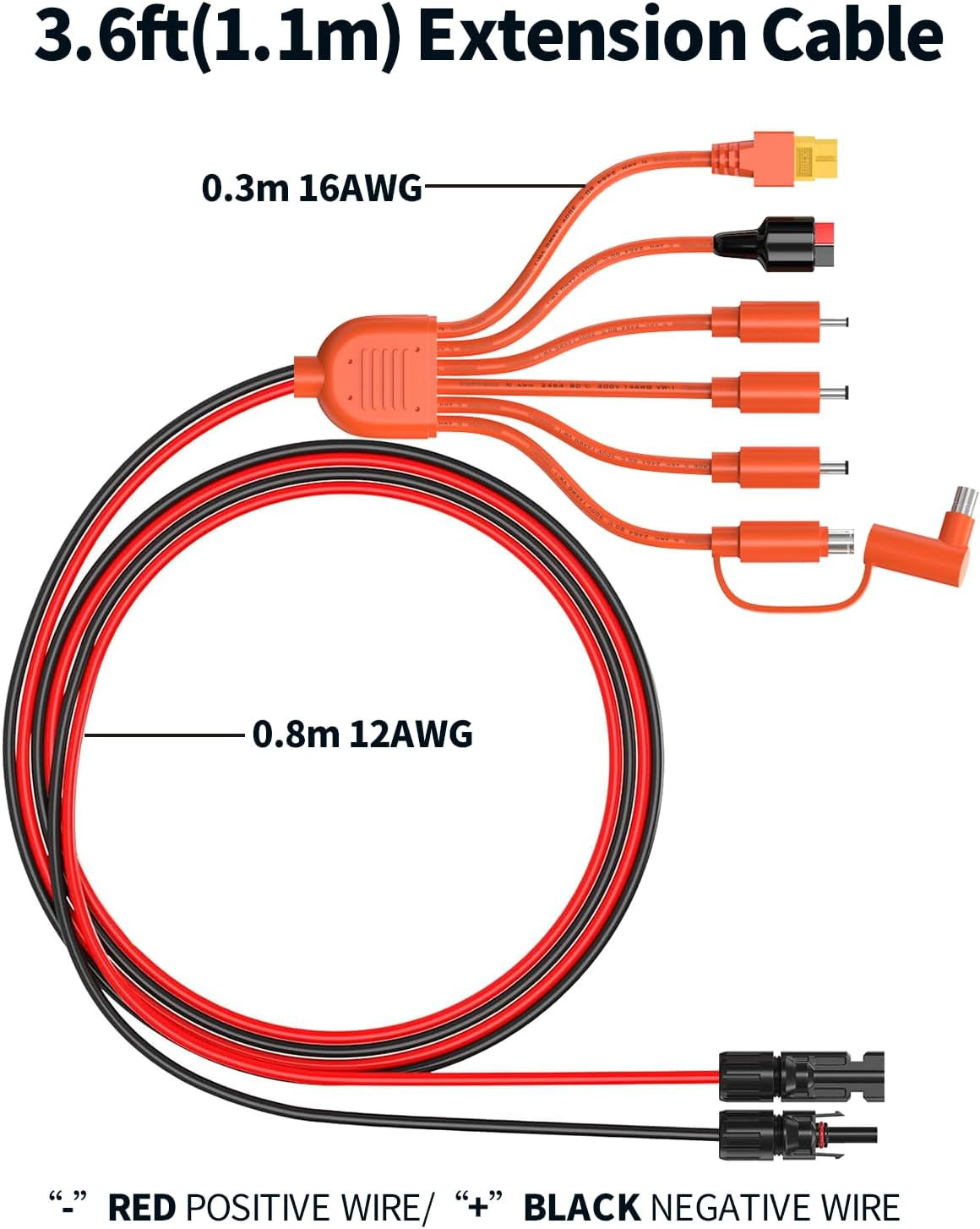 7-In-1 Solar Panel Connector Kit, Universal M-C-4 Cable to DC 8Mm XT60