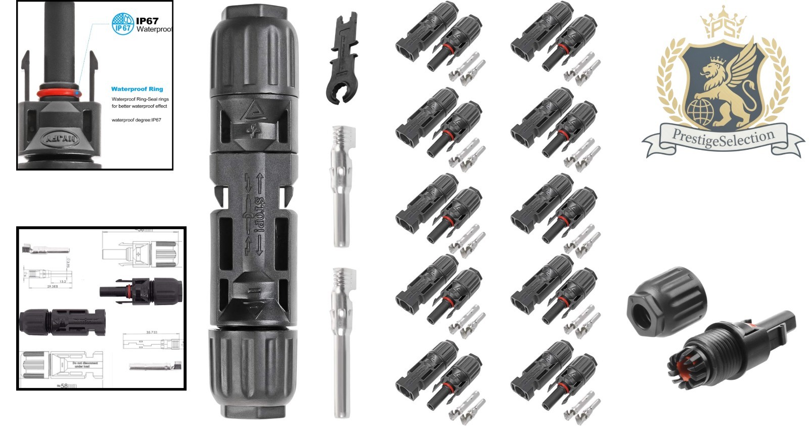 20PCS Waterproof MC4 Solar Connectors with High Voltage Safety – Complete Kit