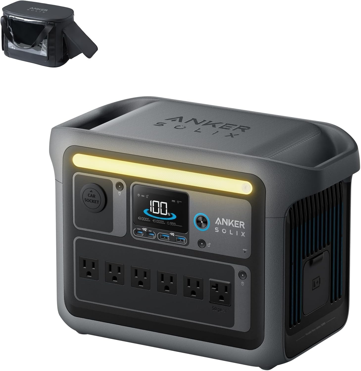 C1000 Portable Power, 1800W (Peak 2400W) Solar Generator, Full Charge in 58 Min