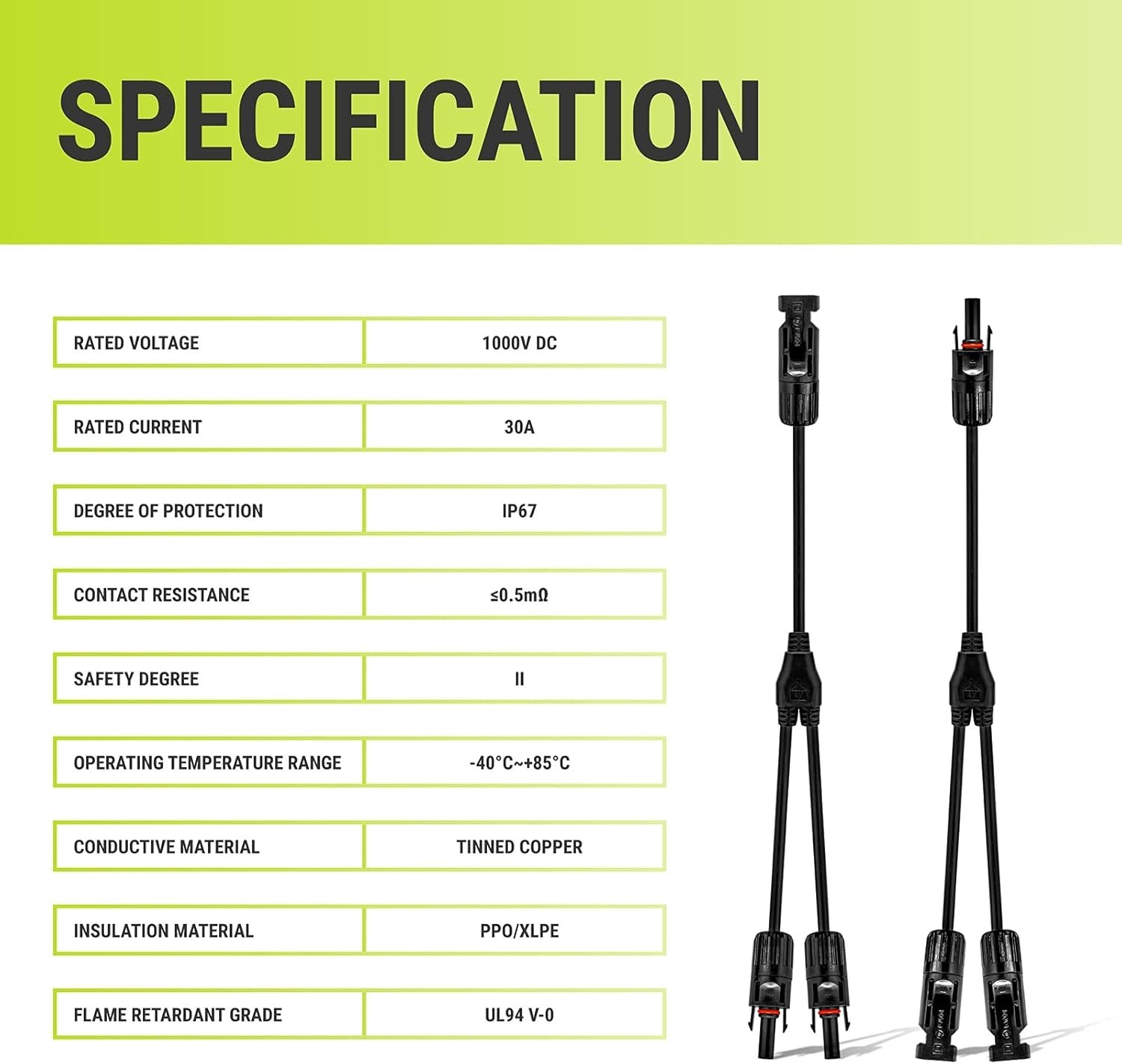 Weatherproof Solar Branch Connector Kit – 2 to 1 Y Cable for Easy Installation