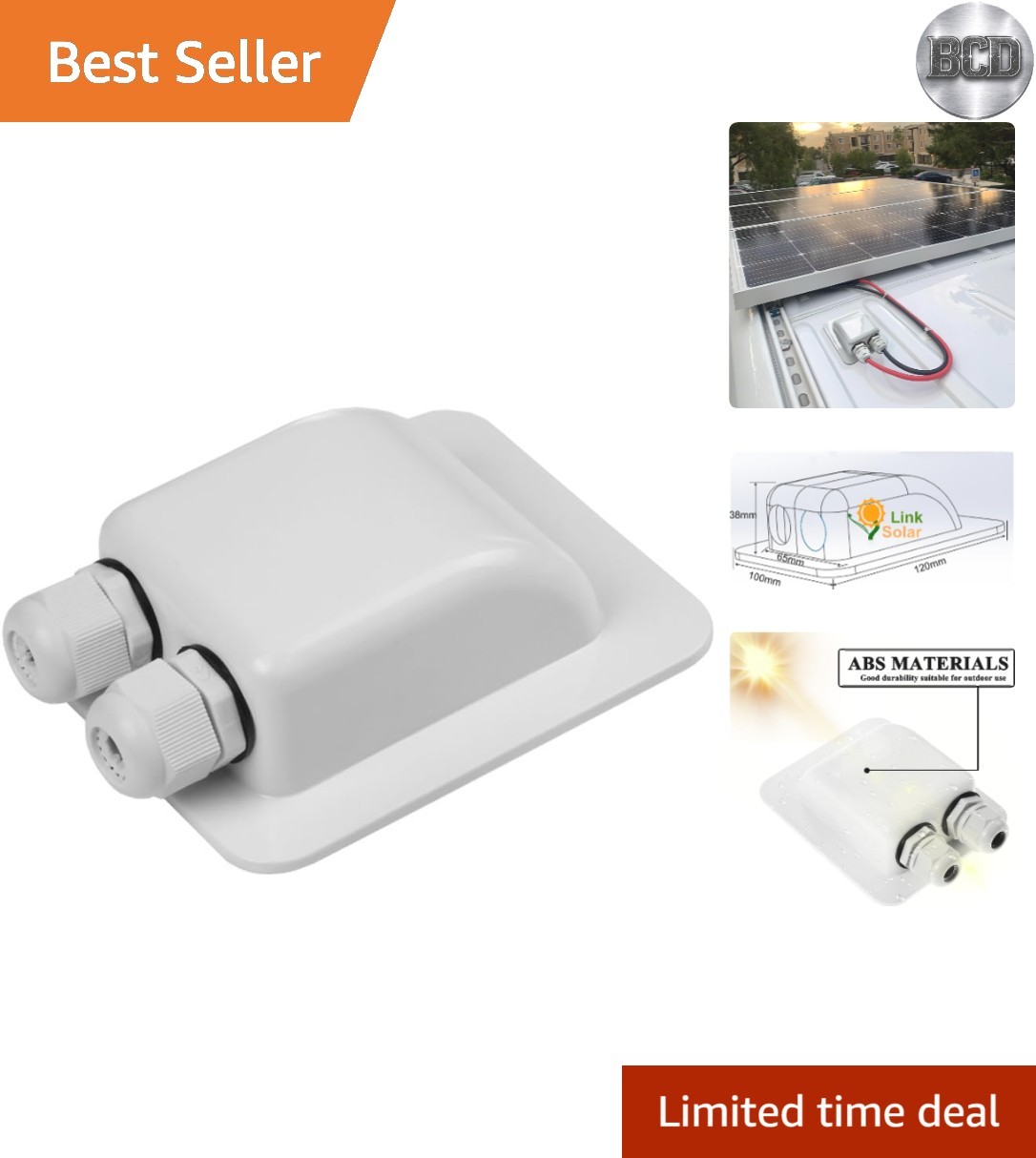 Weatherproof ABS Solar Double Cable Entry Gland for All Cable Types 2mm² to 6…
