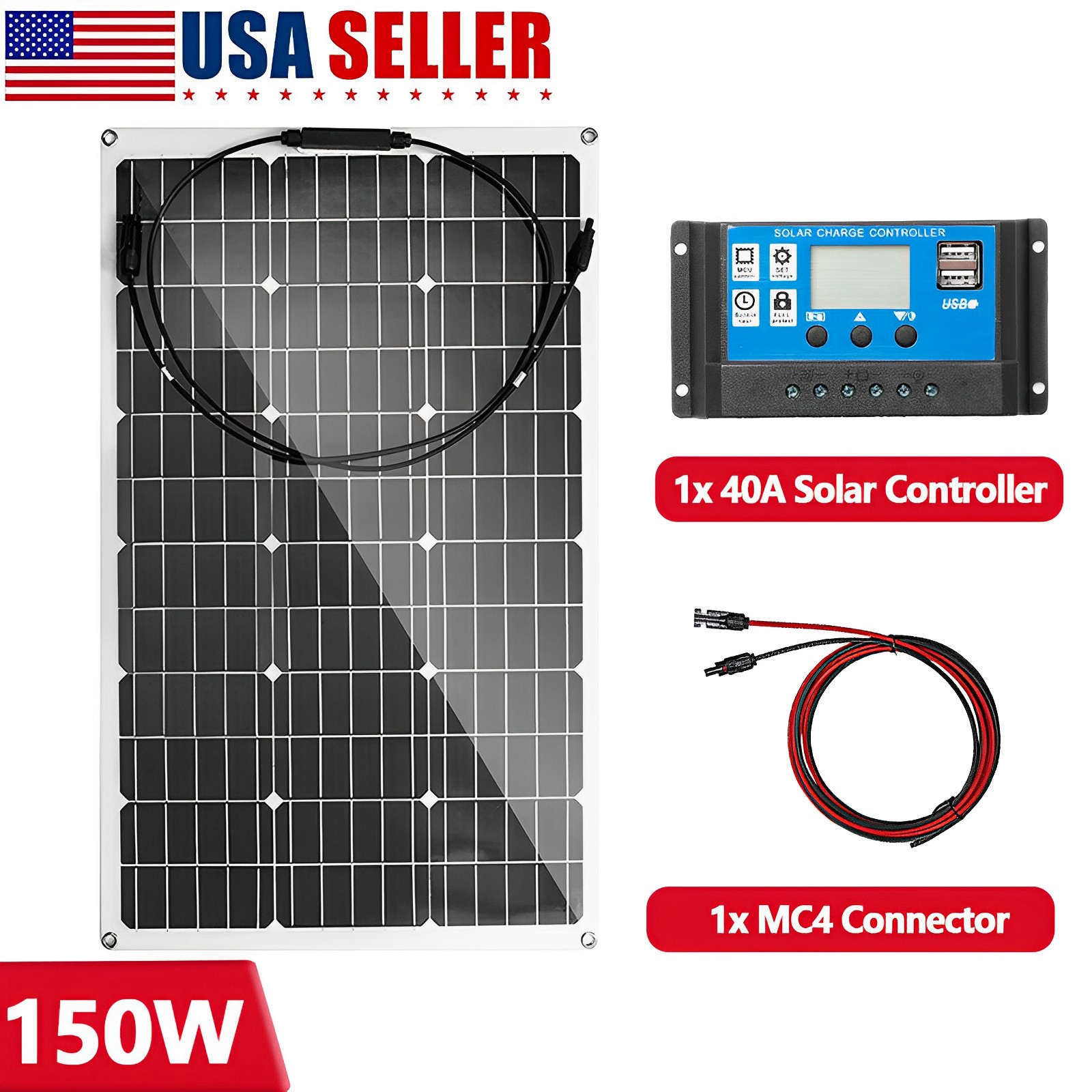 Flexible Solar Panels Kits 1200W W/ 40A PWM MPPT Charge Controller Camping Home