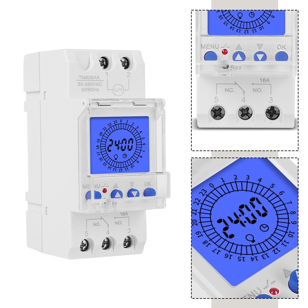 Intelligent Timer Switch 16A 24 Hours Programmable with Backlight LCD Display