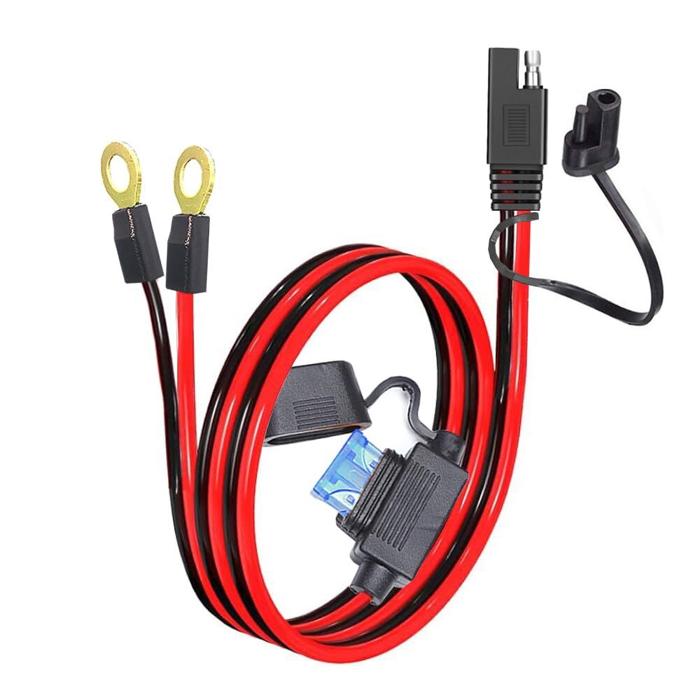 2Ft 10AWG Battery Charger Cable SAE to O Ring Terminal Quick Disconnect Harness