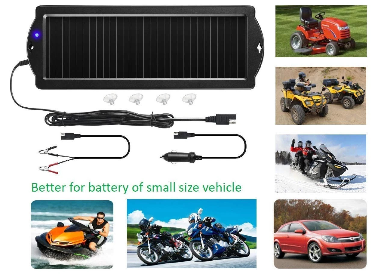 Car Battery Trickle Charger & Maintainer, 12V Solar Panel with Cigarette Plug