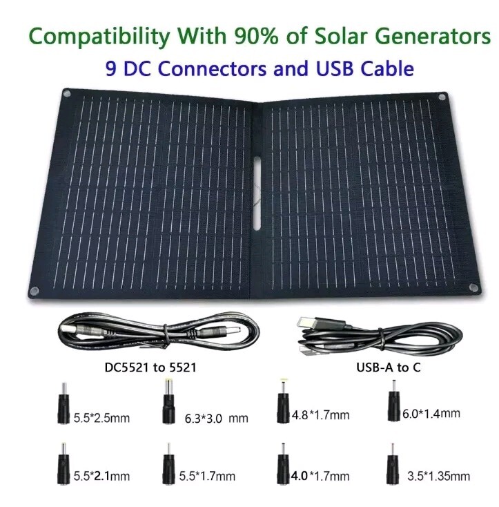 Voll Cool 60W Foldable Solar Panel Portable Solar Panel Charger Kit with 2 US…