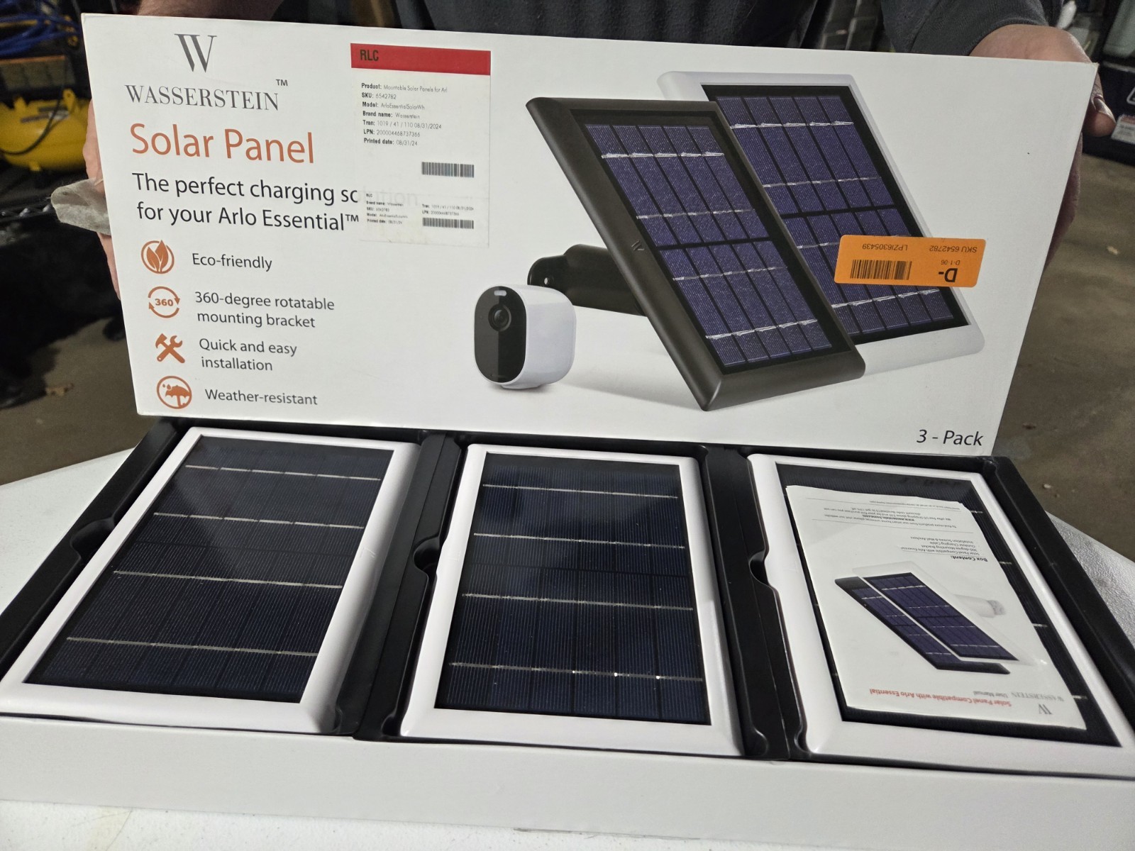 Wasserstein 3 Pack Solar Panels For Arlo Essential Cameras WHITE