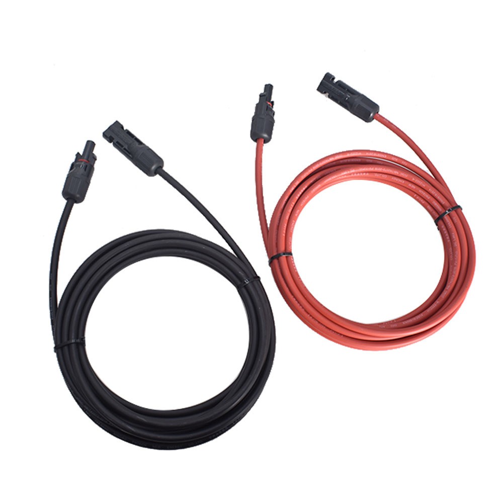 1 Pair 10 Feet Solar Panel Extension Cable Wire Connector 12AWG Black And Red