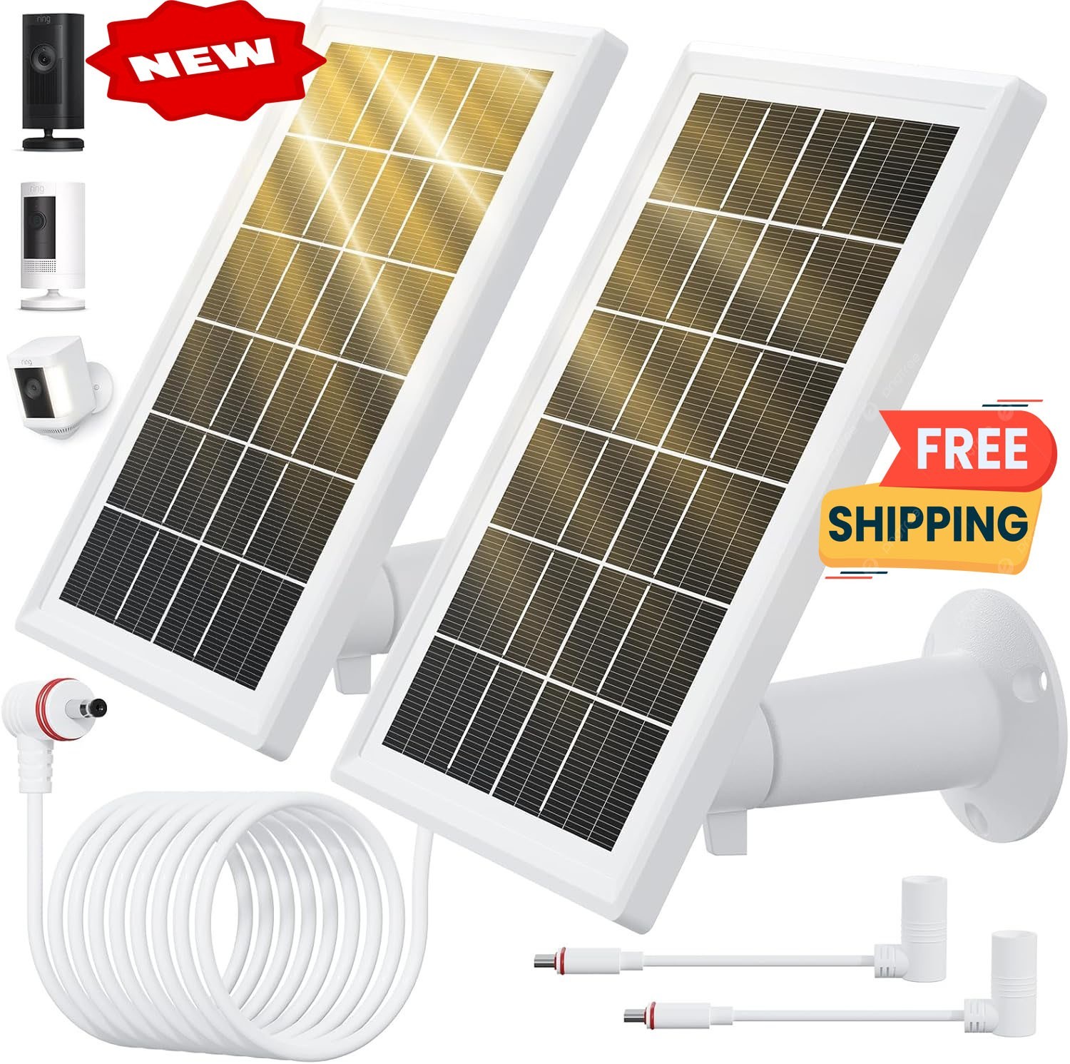 Panel solar para cámara Ring, paquete de 2 paneles solares para cámara de seguri