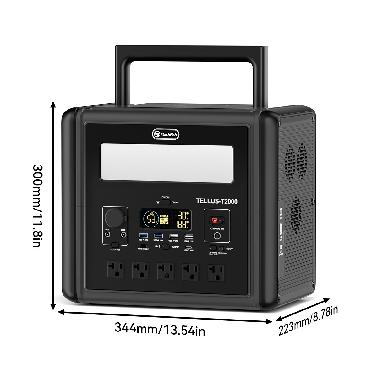 Flashfish T2000 Portable Power Station 1536Wh 2000W With 2*Solar Panel 100W 18V