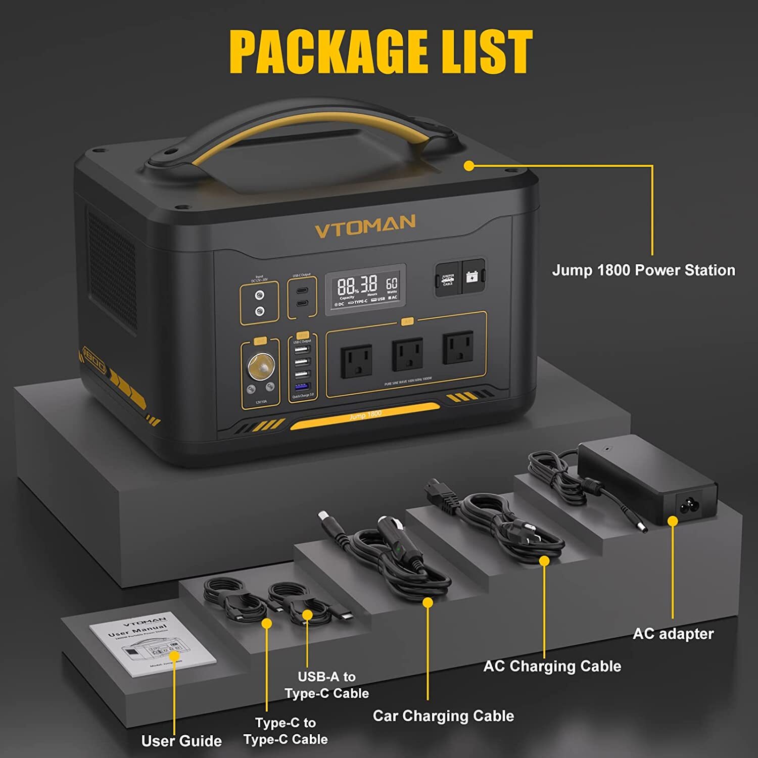 VTOMAN Jump 1800 Portable Power Station 1800W 1548Wh LFP Generator