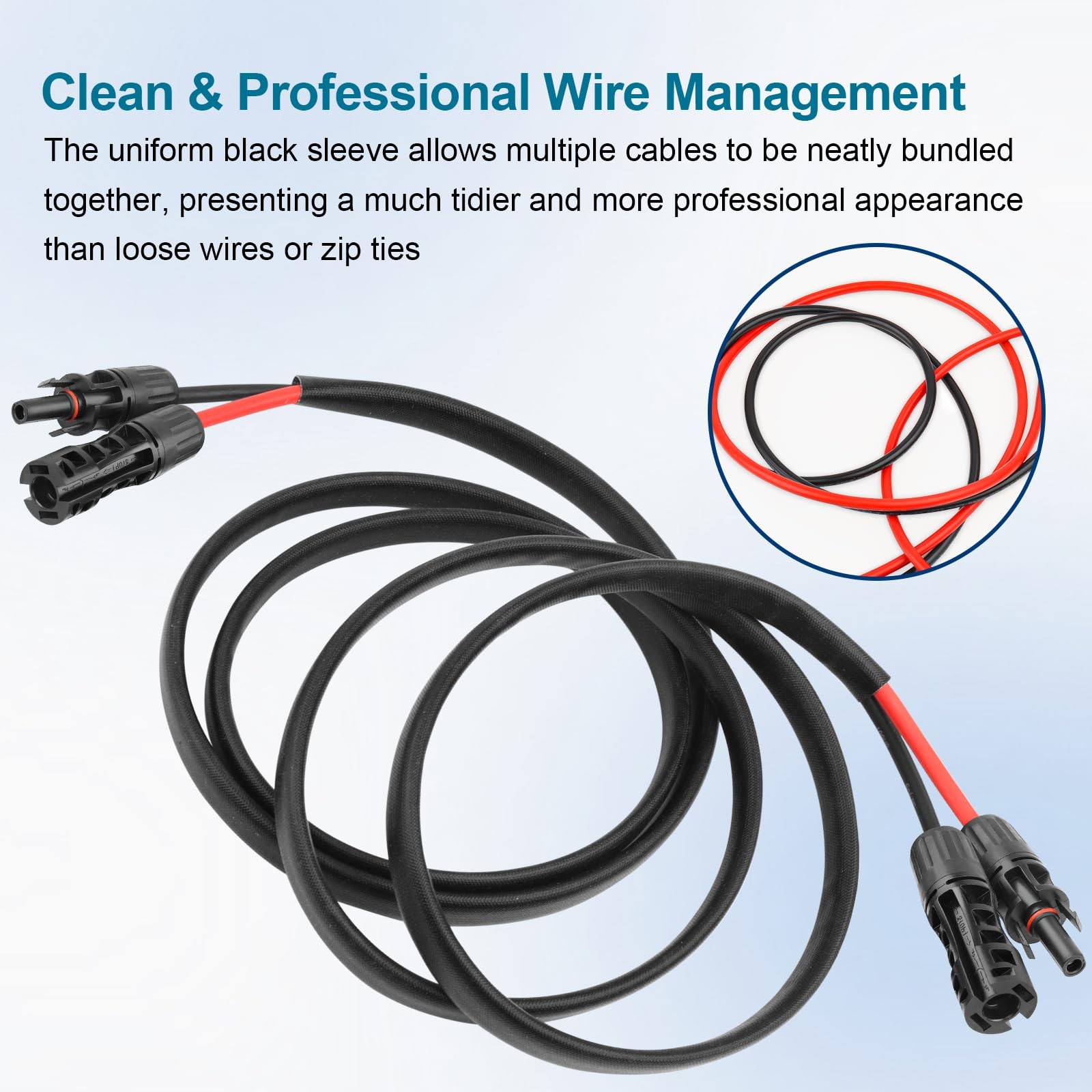 8AWG Solar Cable 15FT Solar Panel Extension Cord PV Wire Flame Retardant Waterpr
