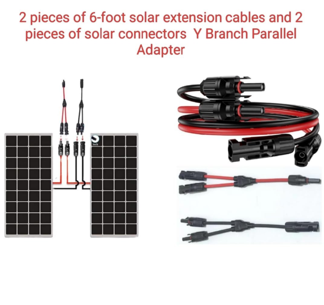 Solar Extension Cable 6FT 10AWG 30A DC1500V with Y Branch Connectors – for RV
