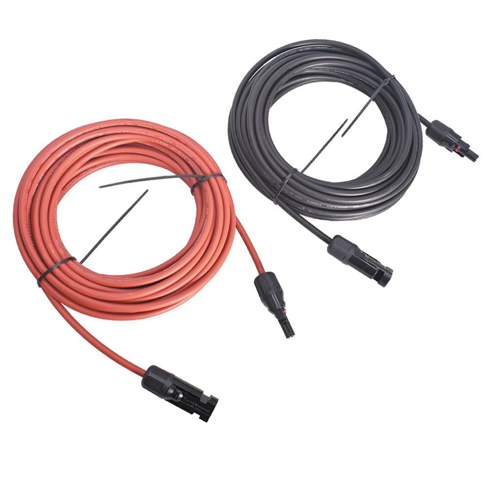 1 Pair 30 Feet 12 AWG Black + Red Wire Connector Solar Panel Extension Cable