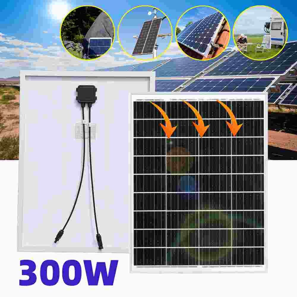 300W Watt 12V Mono Off-Grid Solar Panel PV Module for RV Marine Home Camping US