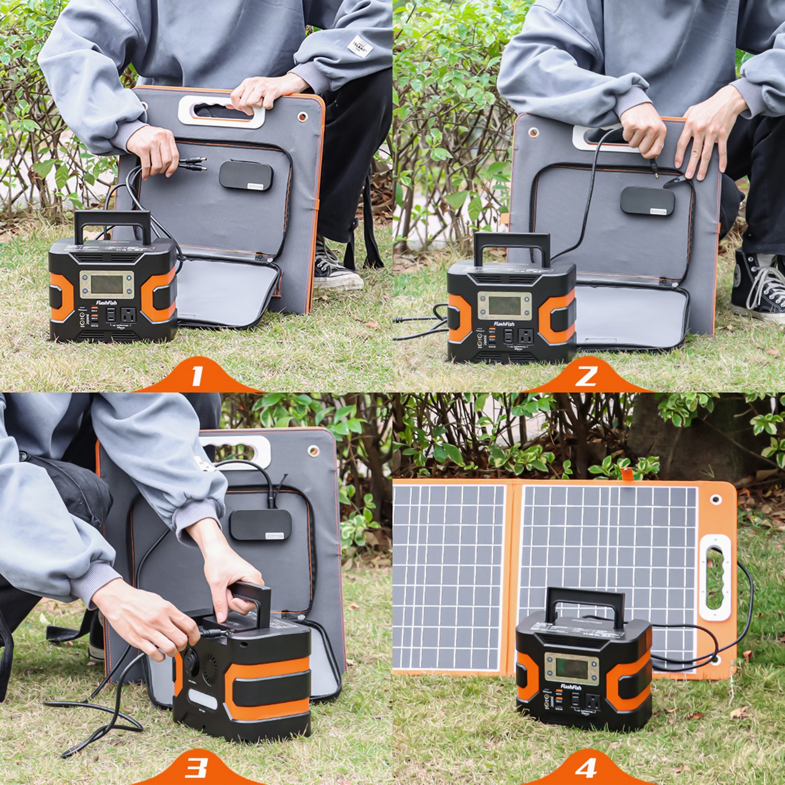 Flashfish 60W Foldable Solar Panel PD QC3.0 Fast Charging Adjustable Stand