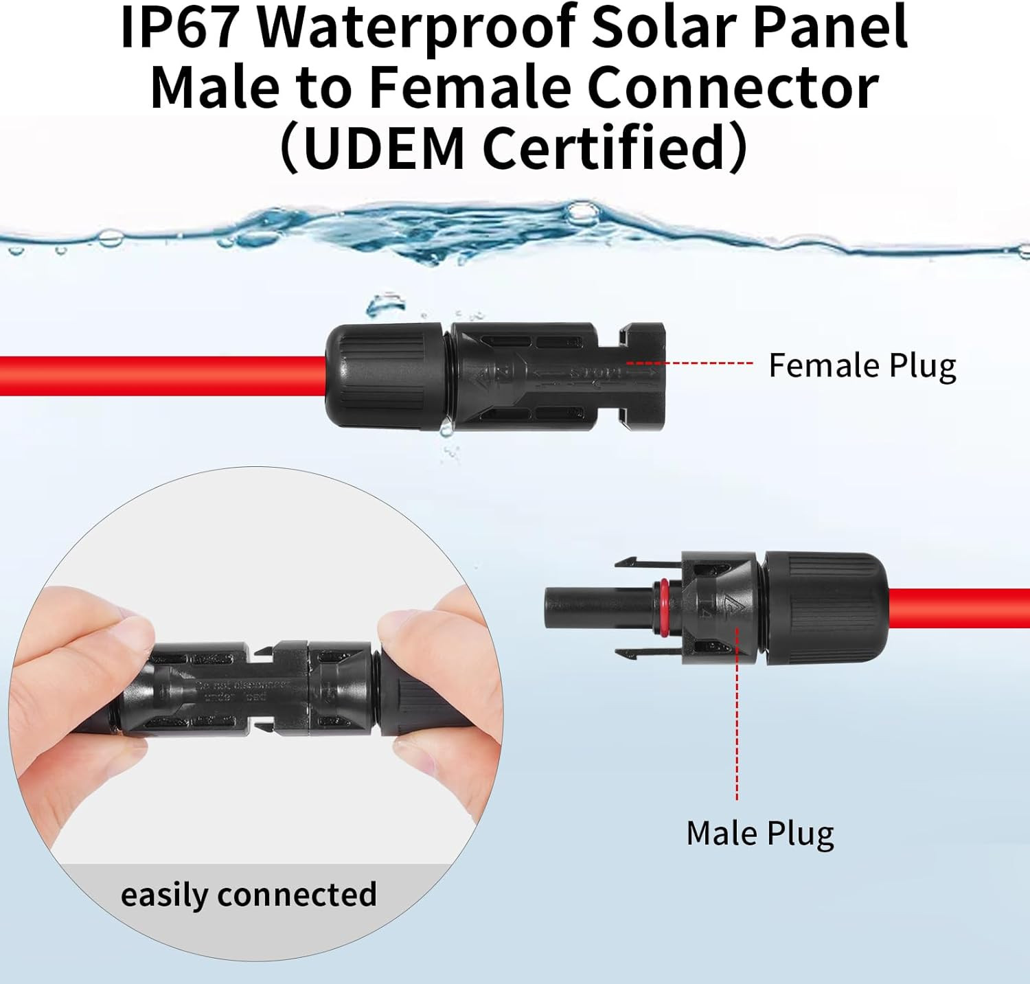 10AWG (6Mm²) Solar Panel Extension Cable 100FT – Black & Red, Heavy Duty, Weathe