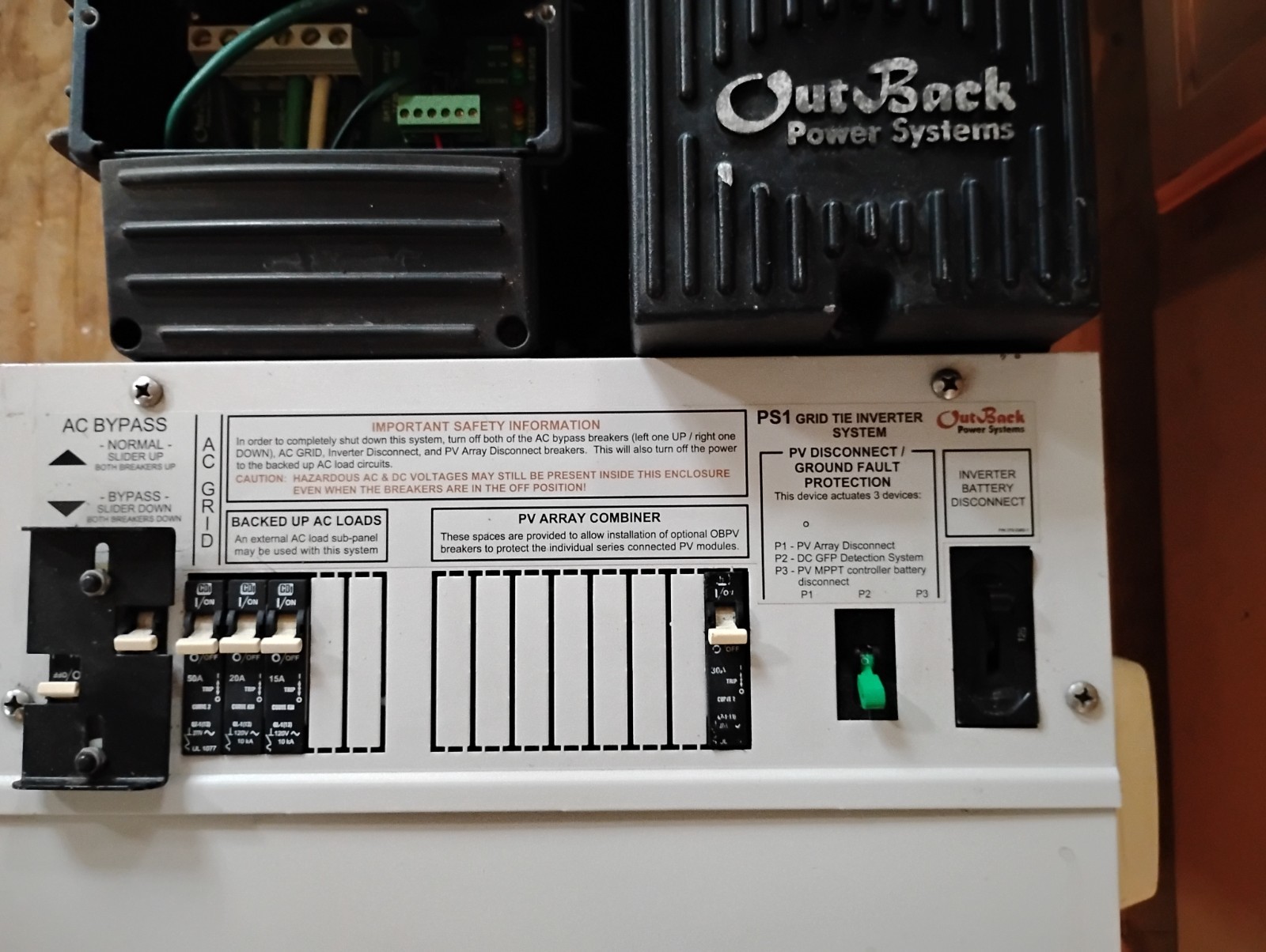 Outback Power PS1- 2500 Power System Pre Wired Solar System Cabinet 24V/120 NOS