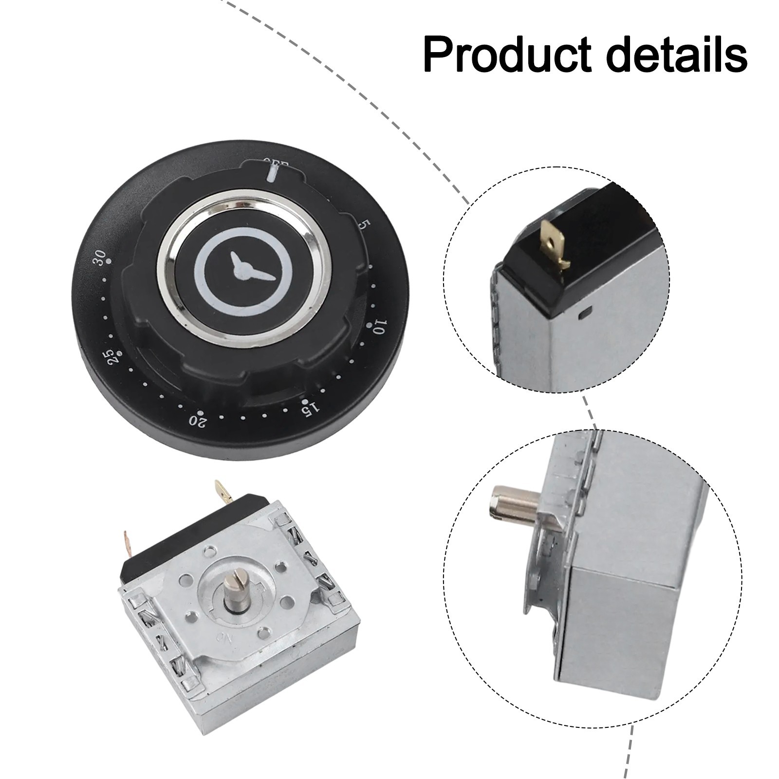 30 60 90 120 Min Oven Timer Switch with Bell AC250V 16A Mechanical Metal Knob