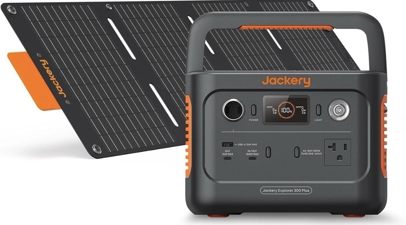 Jackery Explorer 300 Plus Portable Power Station with 40W Book-sized Solar Panel
