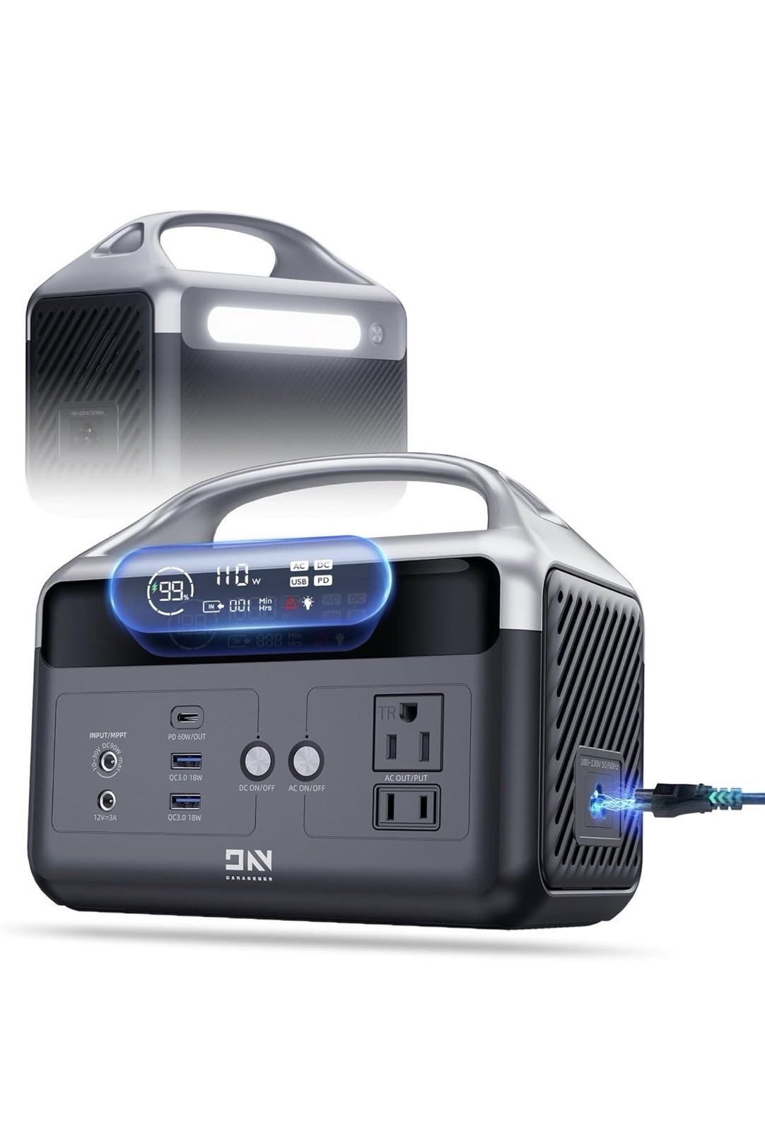 Portable Power Station 56000mAh 179.2Wh LiFePO4 Battery 2 AC 300W Fast Charge