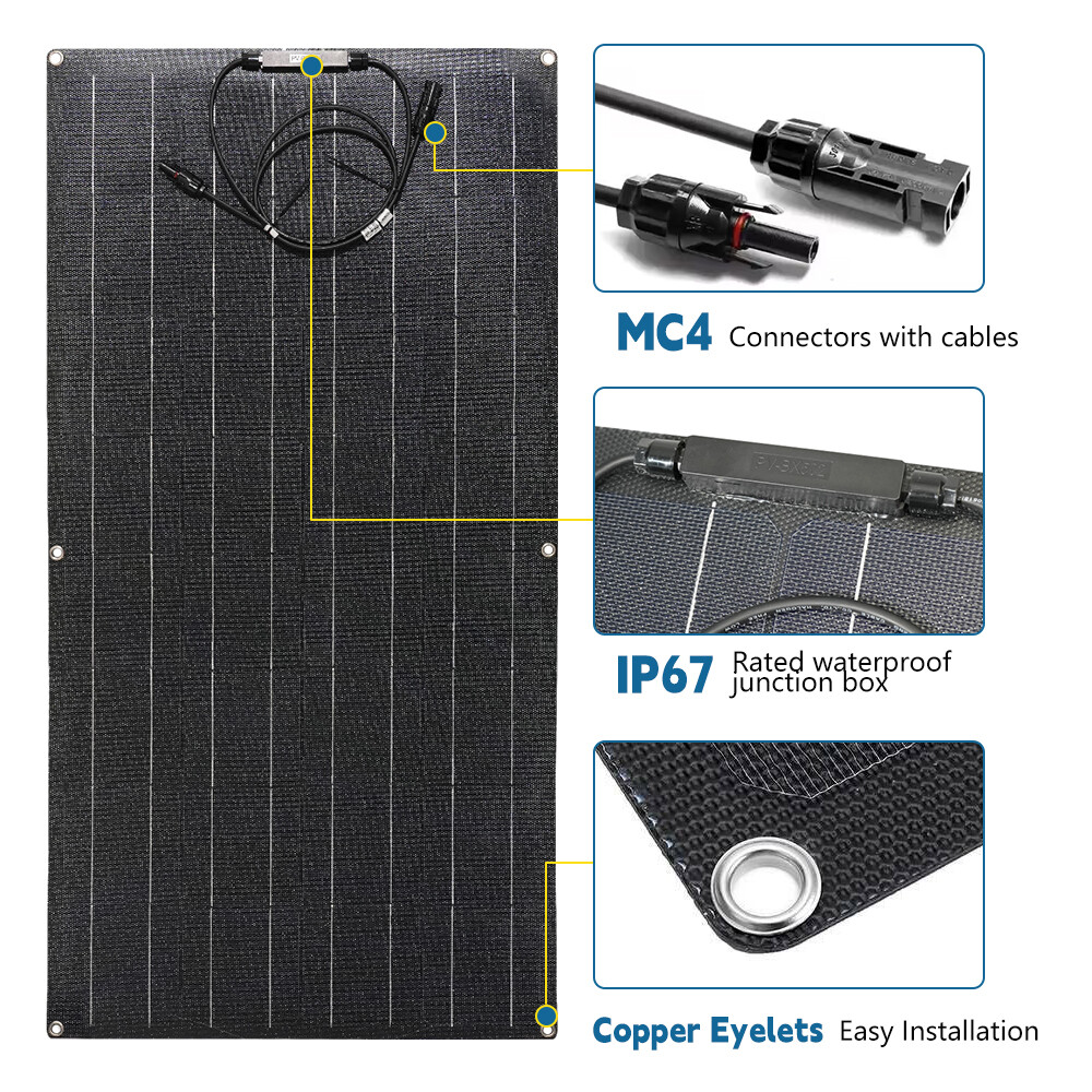 200W-400W 18V Flexible Solar Panel Mono Off-Grid Charger for RV Boat Van Car