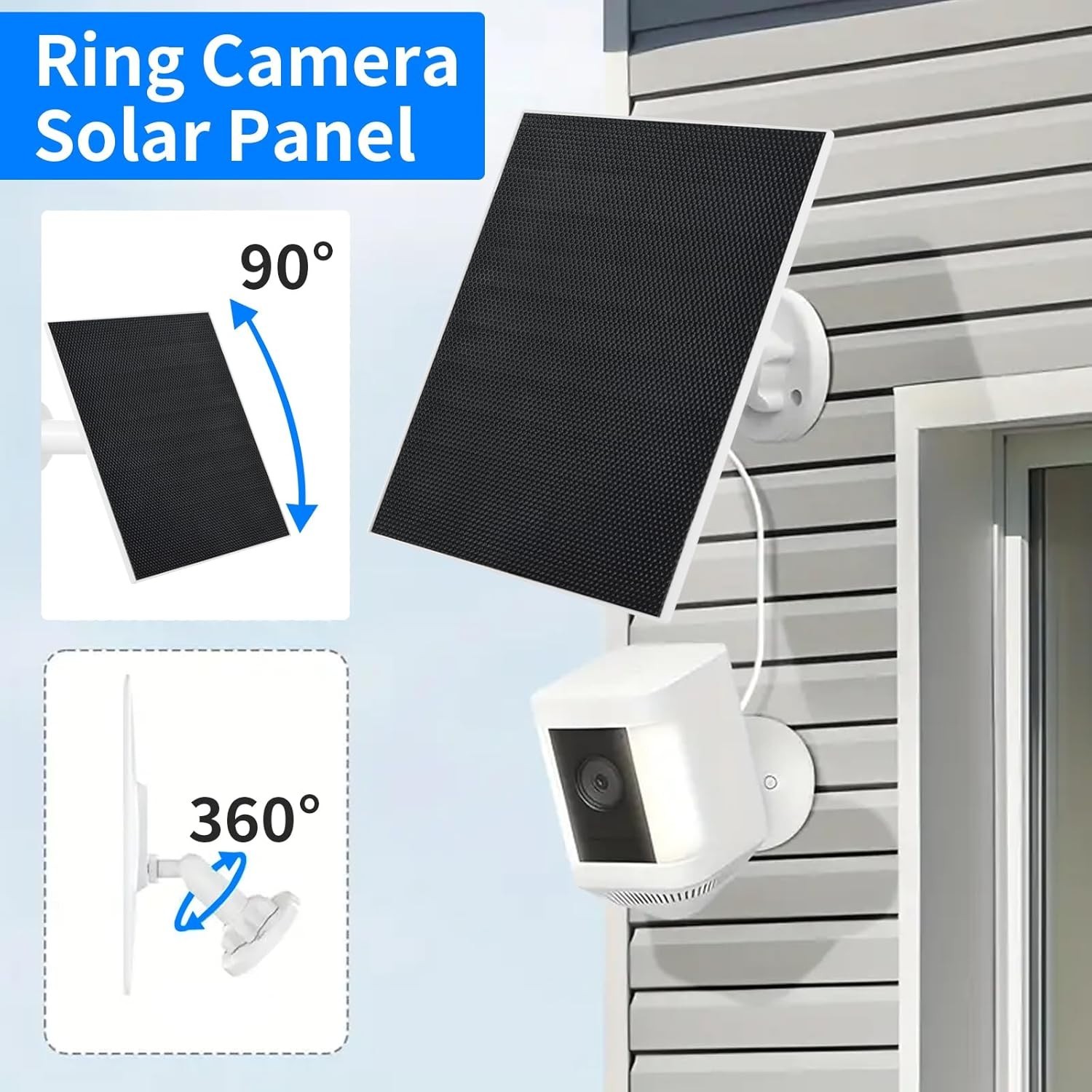 Ring Solar Panel Charger for Battery Cameras – Waterproof 5W Fast Charging & …