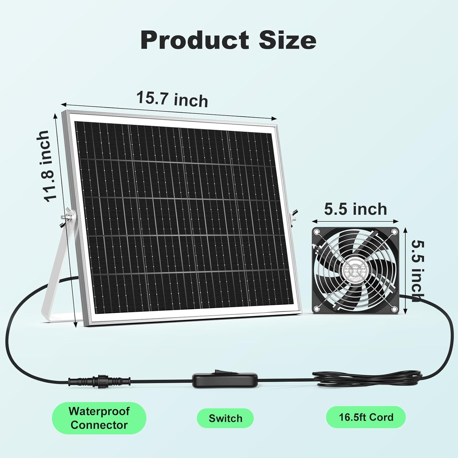 Solar Powered Fan Kit 35W Waterproof Triple Fan Exhaust Greenhouse Chicken Coop
