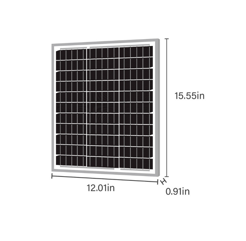 Newpowa 20W 12V Mono Solar Panel RV Gate Off-Grid Battery Charger Durable