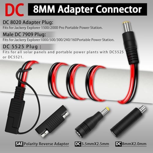 6FT 1.8M SAE to DC8mm Male Adapter for Jackery Solar SAE to DC 8mm Male 6ft