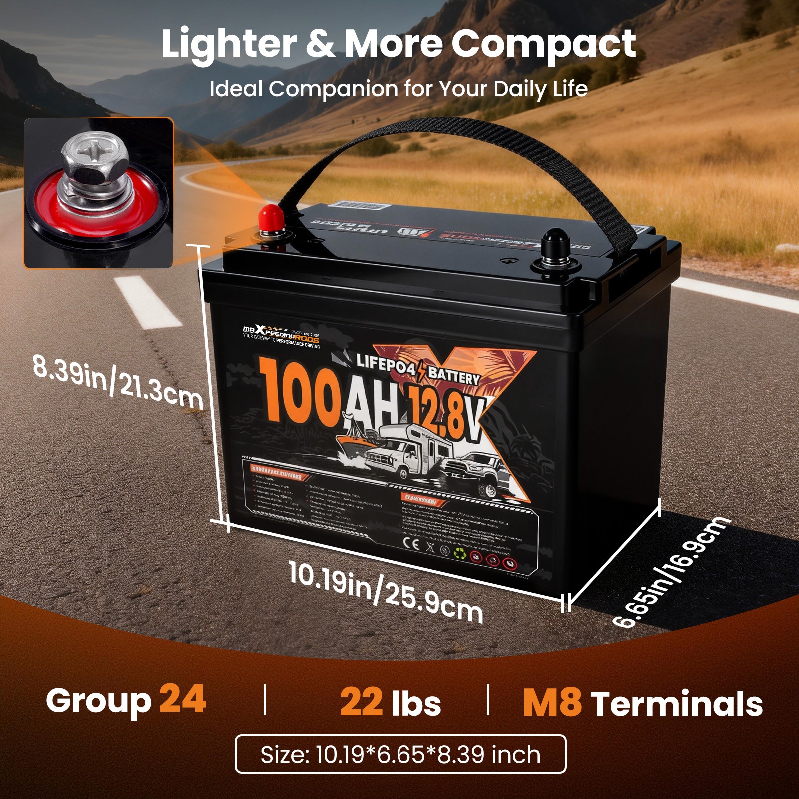 100Ah 12V Lithium Battery for Boat Off Grid Solar, Low Temp Protection