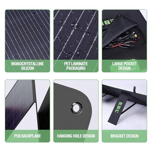 200W Portable Solar Panel High Efficiency Solar Power Panel for Home, Green
