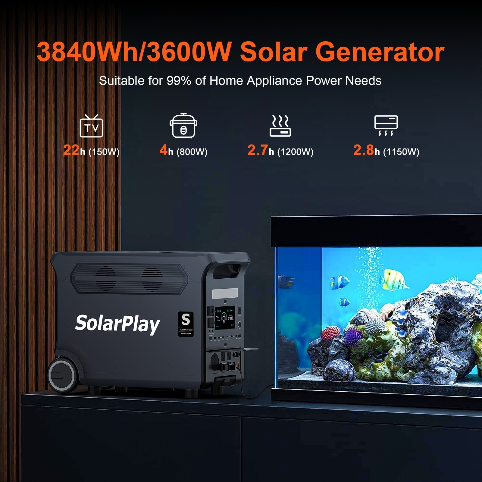 SolarPlay Q3600 Portable Power Station 3840Wh Generator for Outdoor, Camping, RV