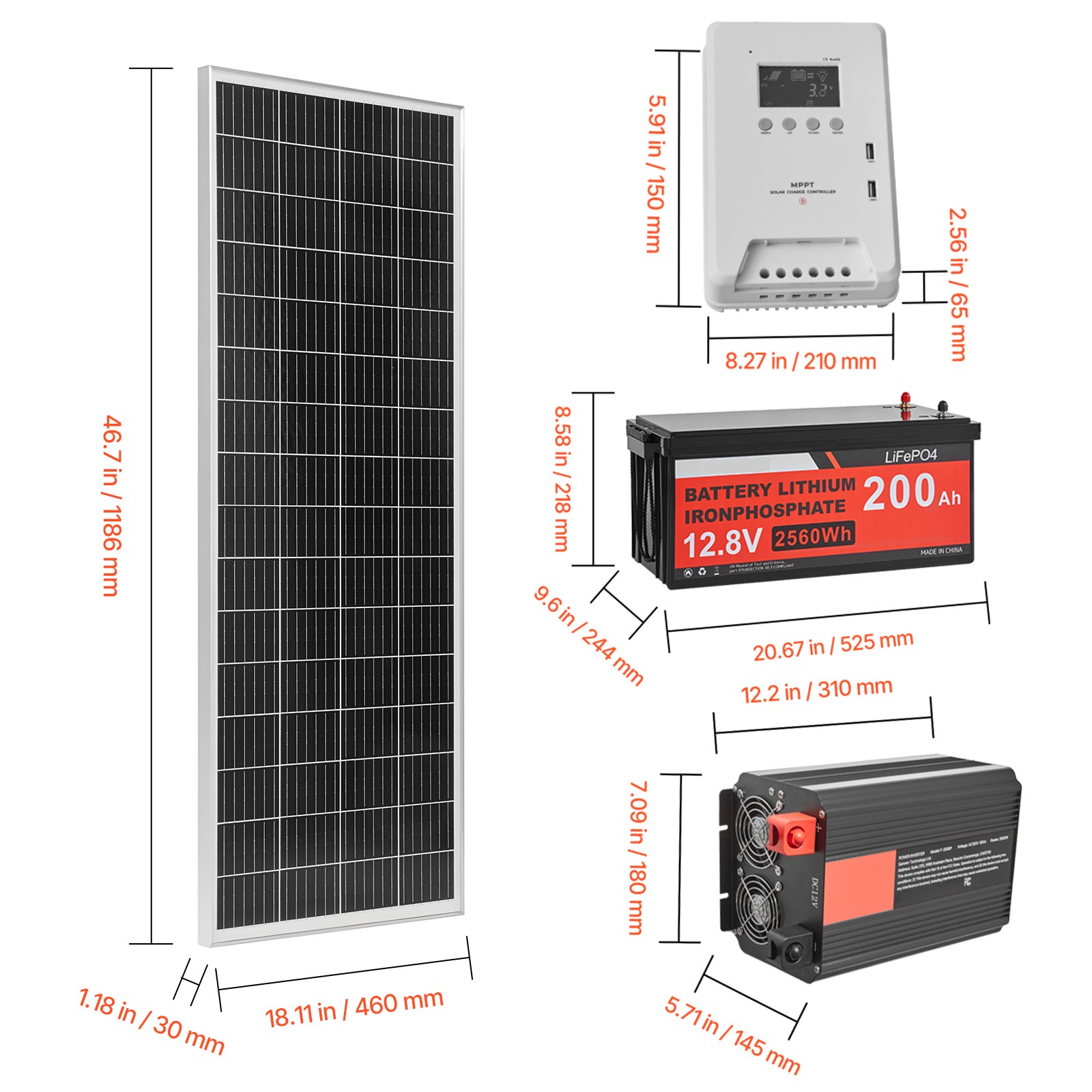 Uimoso 400W 12V Solar Power Kit with Panels, Battery, Controller, and Inverter