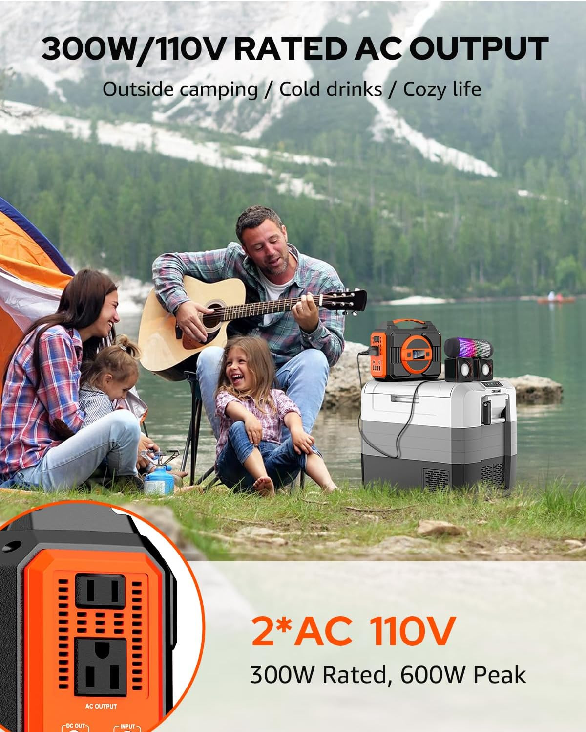 Solar Powered Generator 300W Rated, Portable Solar Generator Power Station with