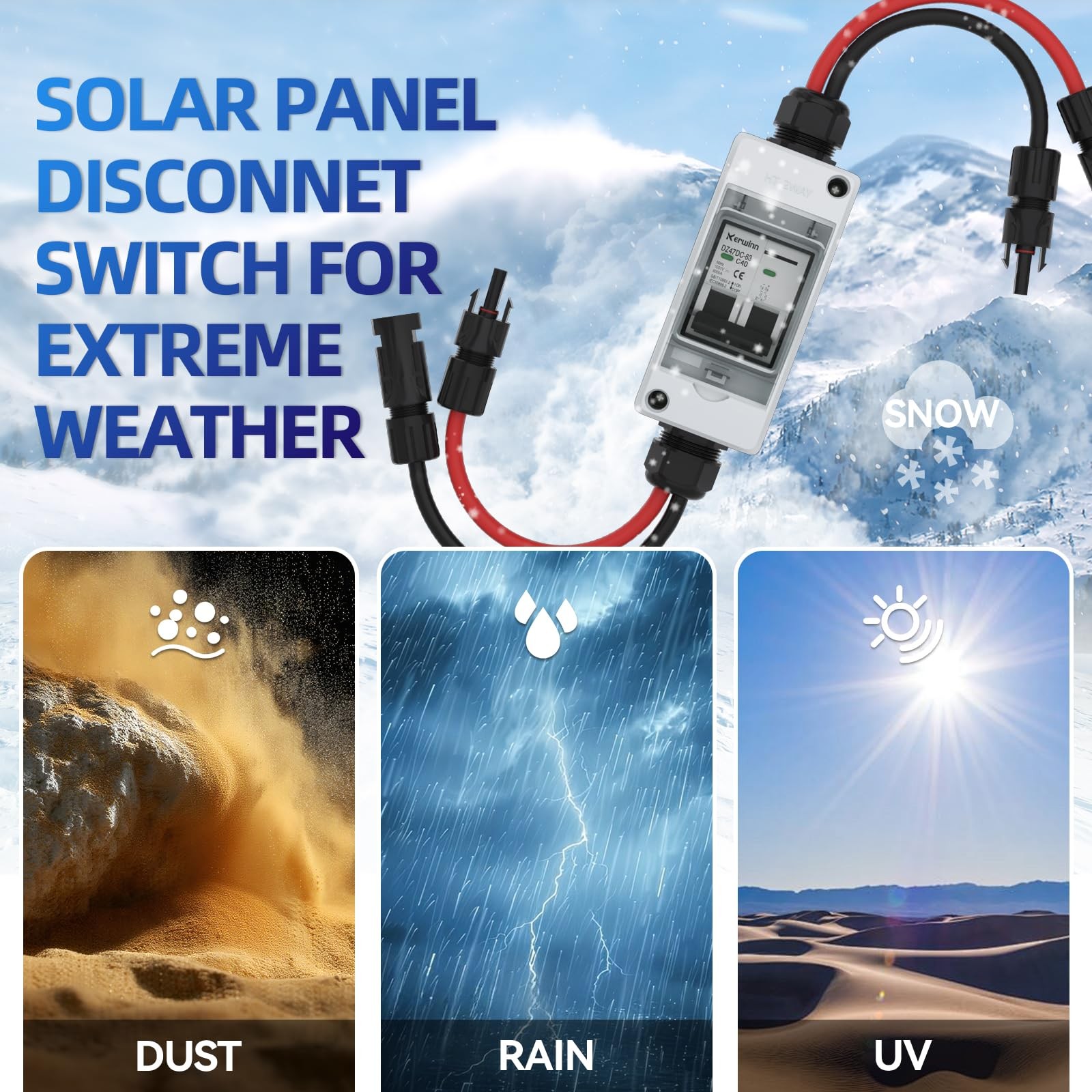 Solar Disconnect Switch,1000V 40A Solar Panel Disconnect Switch,IP73 Waterpro…