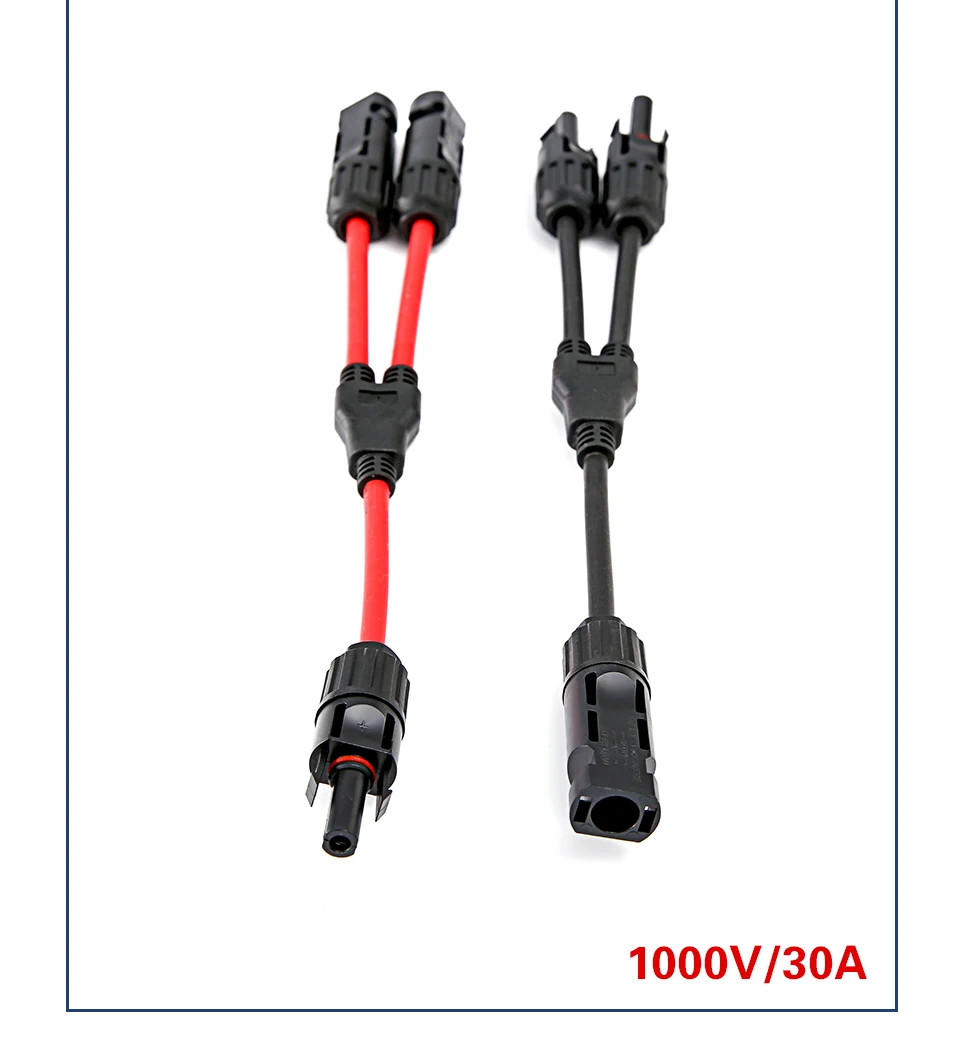 Parallel Connector 2-to-1 PV 1000V 30A Branch Adapter Cable For Combiner Box